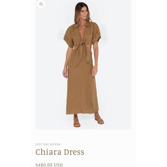 Just Bee Queen Chiara Dress 100% Linen Women's XS Resortwear Beach Bohemian - Picture 2 of 13